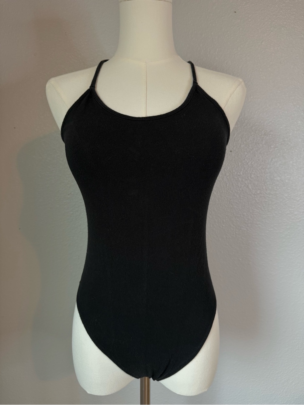 American Eagle Black Criss Cross Tie Back Bodysuit Size Small